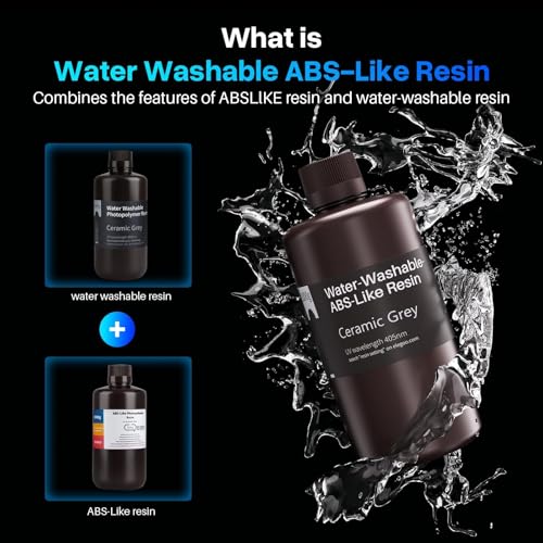 ELEGOO Water Washable ABS-Like 3D Printer Resin, High Durability and Toughness, Low Odor, Wide Compatibility for Mars Saturn Jupiter MSLA DLP LCD Impresora, Clear Green 1000g