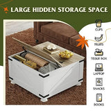 WLIVE Farmhouse Coffee Table,Square Wood Coffee Table with Storage,Center Table for Living Room,Home Office,White WLIVE