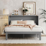 Ball & Cast Murphy Bed Chest Queen Size,Cabinet Hideaway Bed with USB Port and Removable Shelves on Each Side,Wood Wall can be Folded,Platform Bedframe for Kids Bedroom,Student Dorms,Gray Ball & Cast