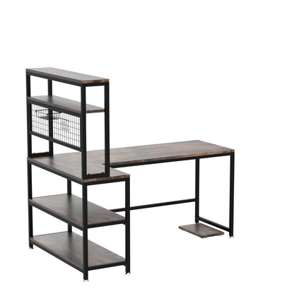 Tribesigns 55" L-Shaped Computer Desk with Wireless Charging and 5 Storage Shelves for Home Office - WoodArtSupply