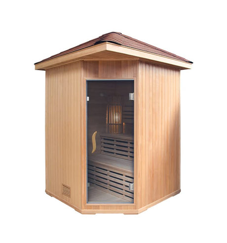 Canadian Hemlock Outdoor Triple Bench Wet or Dry Traditional Swedish Steam Sauna SPA with 9KW Heater Generic