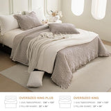 QSH 3PCs Linen Feel Oversized King Quilt Bedspread Set(120"x120"),Stonewashed Cotton Ruffled Quilt California King,Ultra Soft Lightweight Crinkle Shabby Bedspread Coverlet Bedding Set for All Seasons QSH