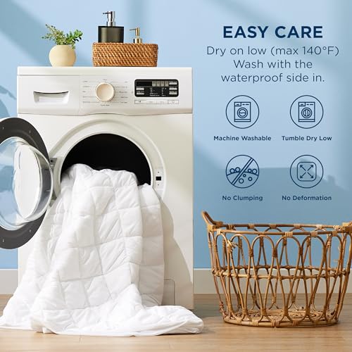Bedsure Queen Mattress Protector, Quilted Waterproof Mattress Protector with Deep Pocket up to 22 Inches, Soft Breathable Noiseless Bed Pad Topper, Queen Bed Cover for Home, Bedroom, Hotel – White Bedsure