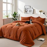 Easthome Twin Comforter Set 5 Piece - Soft Bed in a Bag Queen Size Comforter Sets, Cozy Luxury Bedding Sets with All Season Comforter, Flat Sheet, Fitted Sheet,Pillowcases & Shams, Orange Easthome