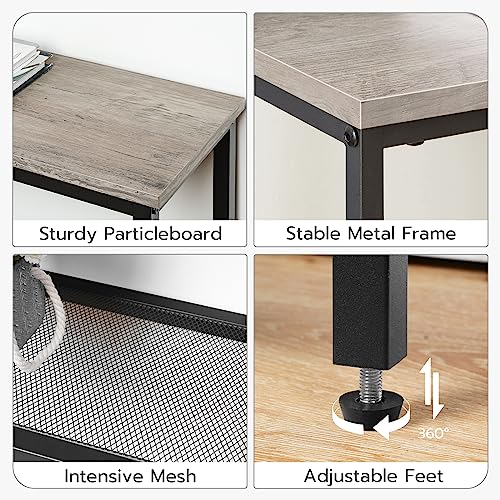 HOOBRO 29.5" Narrow Console Table, 3-Tier Entryway Table, Thin Sofa Table with Shelves, Side Table, Display Table, for Hallway, Entrance, Living Room, Bedroom, Greige and Black BG73XG01 HOOBRO