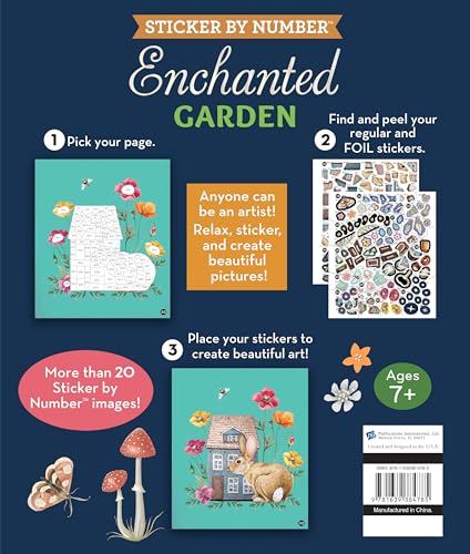 Brain Games - Sticker by Number: Enchanted Garden: Includes Foil Stickers!