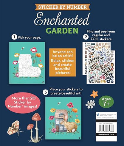 Brain Games - Sticker by Number: Enchanted Garden: Includes Foil Stickers!