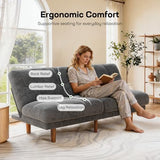 Marsail 65" Futon Sofa Bed, Convertible Small Recliner Sleeper Sofa Bed with Adjustable Backrest, Corduroy Loveseat Futon Couch for Small Apartments, Living Room Office, Guest Room (Grey) Marsail