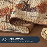 Wake In Cloud - Western Quilt Set, Rustic Ranch Life with Cowboy Southwestern Vintage Country Pattern Printed, Reversible Lightweight Bedspread Coverlet, 3 Pieces, Ochre Brown, Twin/Twin XL Size Wake In Cloud
