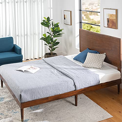 Zinus Raymond Mid-Century Solid Wood Platform Bed Frame with Adjustable Headboard - WoodArtSupply