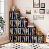 VYUOL Vinyl Record Storage,Vinyl Record Holder Up to 80-100 Albums,4-Compartment Record Player Stand for Magazine,Book,CD,Files,Albums VYUOL