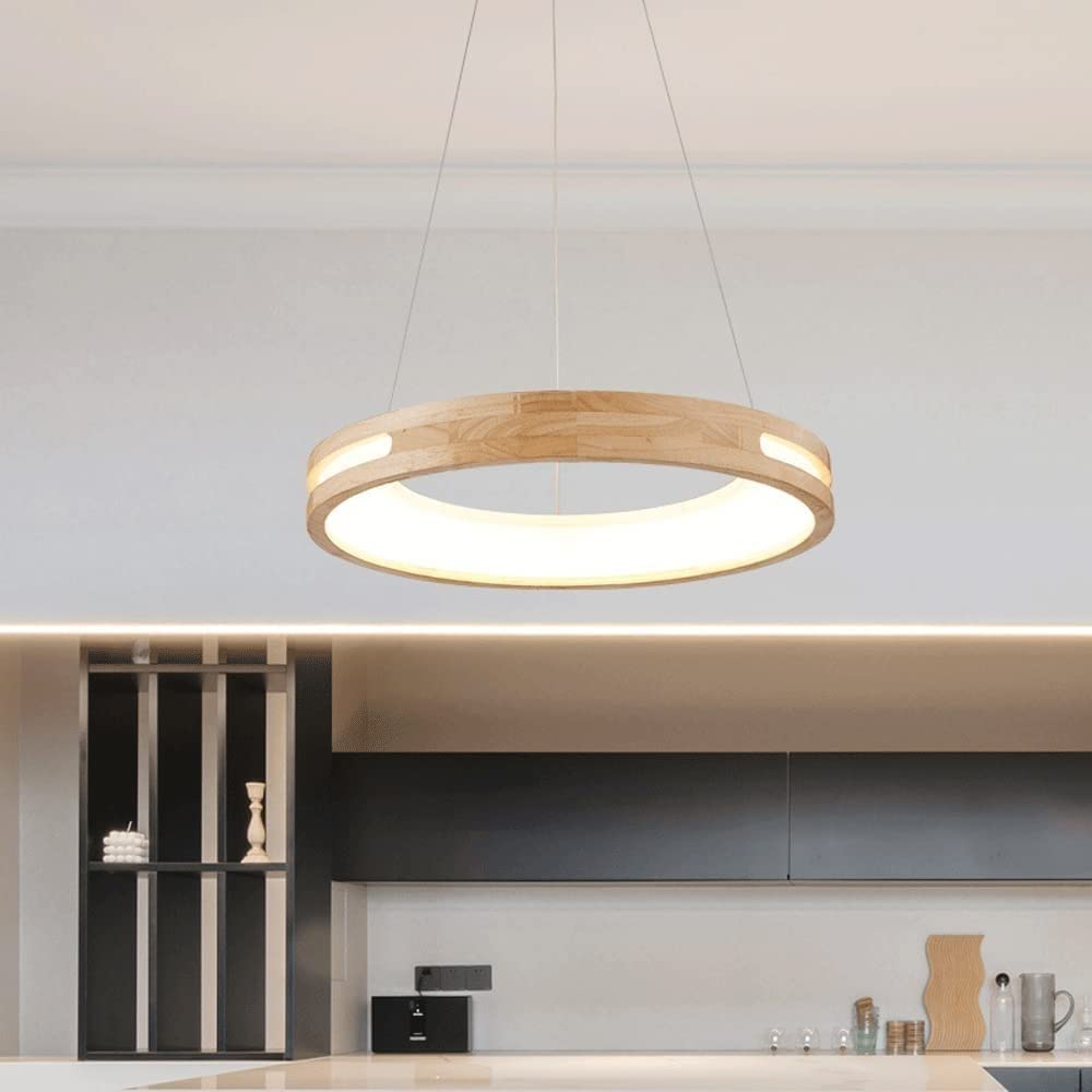 ZLAMP Modern Wood Drop Ceiling Lamps Wooden Ring Chandelier Pendant Light Minimalist Dining Room Lighting Fixture Hanging Chandelier Over Table for Living Room Kitchen Island Bedroom (Size :  - WoodArtSupply