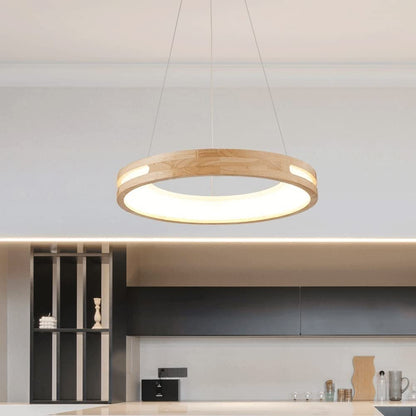 ZLAMP Modern Wood Drop Ceiling Lamps Wooden Ring Chandelier Pendant Light Minimalist Dining Room Lighting Fixture Hanging Chandelier Over Table for Living Room Kitchen Island Bedroom (Size :  - WoodArtSupply