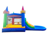 Inflatable Bounce House with Slide for Kids - Backyard Modular Rainbow Castle Combo Bouncer with Water Pool, Outdoor Toys, Jumpers for Kids - Bounce House with Blower & Stakes - 12' x 12' Area Pogo Bounce House