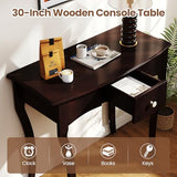 Giantex Wooden Console Table, Chic Accent Entryway Table with Storage Drawers, Solid Rubber Wood Legs and Metal Guide Rails, Vintage Sofa Tables for Living Room, Foyer, Bedroom and Entrance Giantex