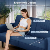 AMICLIBER Futon Sofa Bed,75.8" Linen Fabric Comfy Futon Couch Bed,3 Seater Convertible Sleeper Sofa with Adjustable Backrests,Modern Folding Loveseat for Living Room,Office,Apartment,Bedroom,Blue AMICLIBER