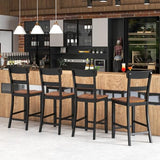 Giantex Farmhouse Wooden Bar Stools Set of 4 - 24.5" Counter Height Dining Chairs in Black Giantex