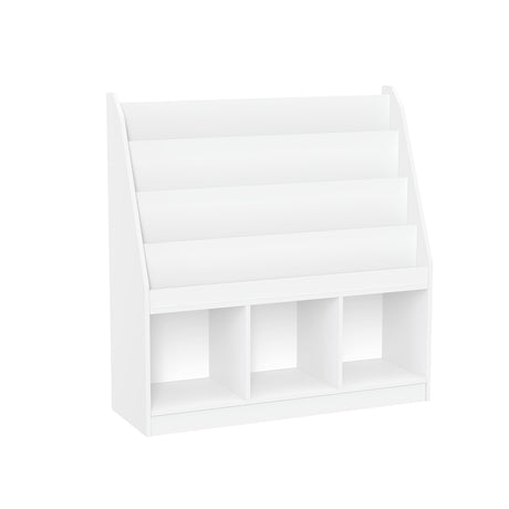 RiverRidge Kids 4 shelves Three Cubbies Bookrack, White (02-251), 11.81"D x 35"W x 36"H RiverRidge