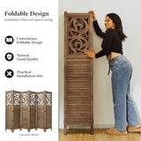 Room Divider Wood Carved Wall Divider Indoor Folding Portable Partition Screen for Home Office Garden Terrace - 6 Panel, 67 * 90inch (Dark Brown) Svimi