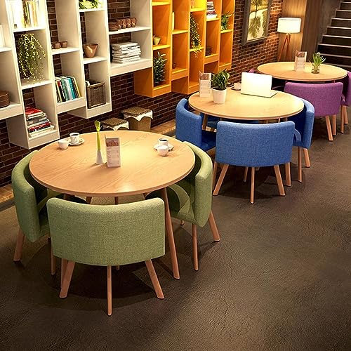 GAZOGJ Modern Round Dining Table Set with 4 Chairs for Small Office Conference Room 80cm,Pu Red-80cm(31.5") GAZOGJ