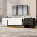 Merax 66.7 inch Modern TV Stand for TVs up to 70 Inches, Light Luxury TV Cabinet with Storage, 1 Drawer 2 Cabinets Television Stands with Metal Legs, Entertainment Center for Living Room, White Merax