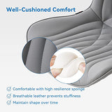 YOUNIKE Office Chair, Armless Desk Chair with Wheels, Adjustable Swivel Rolling Home Office Computer Task Chairs, Modern Faux Leather Upholstered Vanity Chair, Grey YOUNIKE