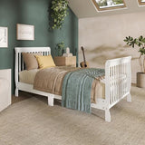 Dream On Me Aden 4-in-1 Convertible Mini Baby Crib, GREENGUARD Gold & BSA Certified, Sustainable Pinewood, Non-Toxic Finish, 3 Mattress Heights, Converts to Mini Day & Twin-Size Bed - White