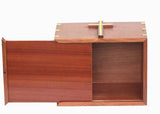 Wooden Urn Box For Adult Ashes | Wood Cremation Urns | Brass Cross Urns | Deocrative Urns | Handmade Urns For Male and Female | Large Urn 250 cUBIC inches With Bottom Opening System Solid Wood Handicrafts