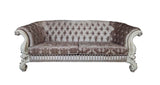 Acme Versailles Sofa with 7 Pillows in Ivory Fabric and Bone White ACME Furniture