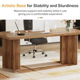 Tribesigns 63-inch Executive Desk, Vintage Office Computer Desk with Large Tabletop, Farmhouse Wood Writing Conference Table Workstation for Home Office, Study, Walnut Brown Tribesigns