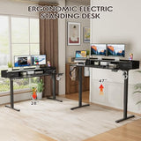 Furmax Electric Standing Desk with Drawers, Stand Up Desk with Storage Shelf Height Adjustable Computer Desk with Organizer for Home Office Ergonomic (Black, 55 Inch) Furmax