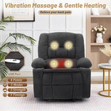 Rocker Recliner Chair with Massage and Heat, Recliner Chair for Adults, Nursery Rocking Chairs for Living Room, Ergonomic Comfy Relining Chair with Cup Holders, USB Charge Port, Side Pockets, Black