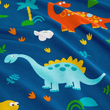 Wake In Cloud - Dinosaur Bed Sheets for Boys, 100% Cotton, 4-Piece Sheet Set Kids, Cute Colorful Cartoon Animal Leaf Tree Pattern Printed Bedding, Deep Pocket, Navy, Full Size Wake In Cloud