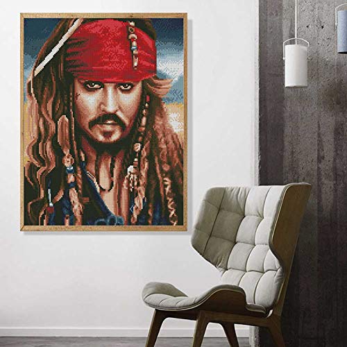 5D DIY Diamond Painting, Pirates of The Caribbean Captain Jack Movie Poster 5 Pieces Diamond Painting Kits for Adults Full Drill Square Diamond Gem Art Beads Painting for Kids 17.7x37.4 inches Yartmixs