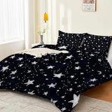 Double-Sided Printed Bedding with Minimalist Stars Cute - Ultra-Soft Microfiber Duvet Cover Set Single Durable Zipper Closure, Comfortable Quilt Cover for Bedroom Décor Dark Generic
