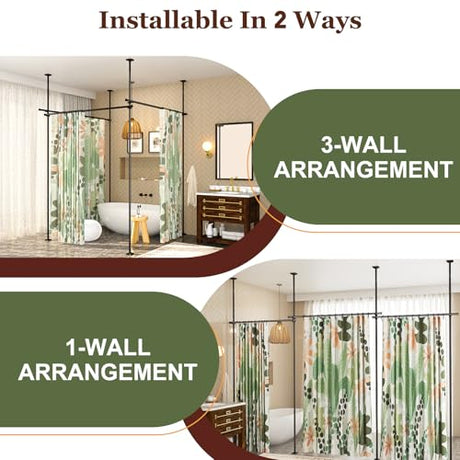 Goovilla Room Divider for Room Separation, Tension Curtain Rods No Drilling, 4-10ft(H) 28-171inch(W) Adjustable Temporary Privacy Wall Divider, Heavy Duty Freestanding Space Partition Separator, Black Goovilla