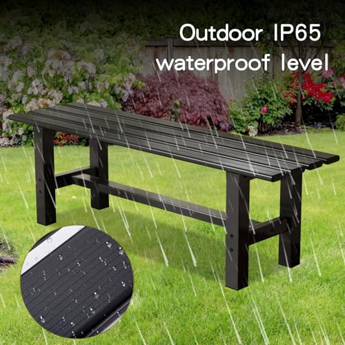 TECSPACE 47 Inches Aluminum Outdoor Weatherproof Bench Backless, 330 LBS Bearing Capacity Garden Porch Bench, Black TECSPACE