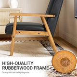 COLAMY PU Leather Accent Chair for Living Room, Mid Century Modern Relaxing Armchair with Solid Wood Frame & Soft Cushion, Reading Leisure Chair with High Back（Black COLAMY