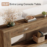 Tribesigns 70.9-Inch Console Tables for Entryway, Narrow Wooden Long Sofa Table Behind the Couch, Farmhouse Fluted Hallway Accent Table for for Living Room, Entrance, Foyer (Rustic Brown) Tribesigns