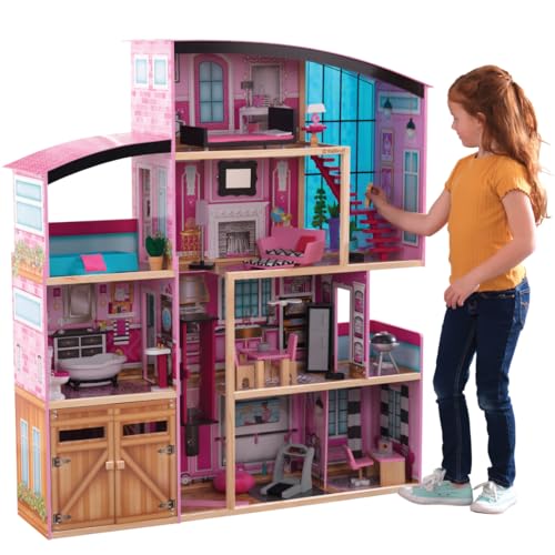 KidKraft Wooden Dollhouse Shimmer Mansion for 12" Dolls - WoodArtSupply