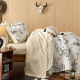 Wake In Cloud - Western Quilt Set, Rustic Ranch Life with Cowboy Southwestern Vintage Country Pattern Printed, Reversible Lightweight Bedspread Coverlet, 3 Pieces, Beige Brown, Twin/Twin XL Size Wake In Cloud