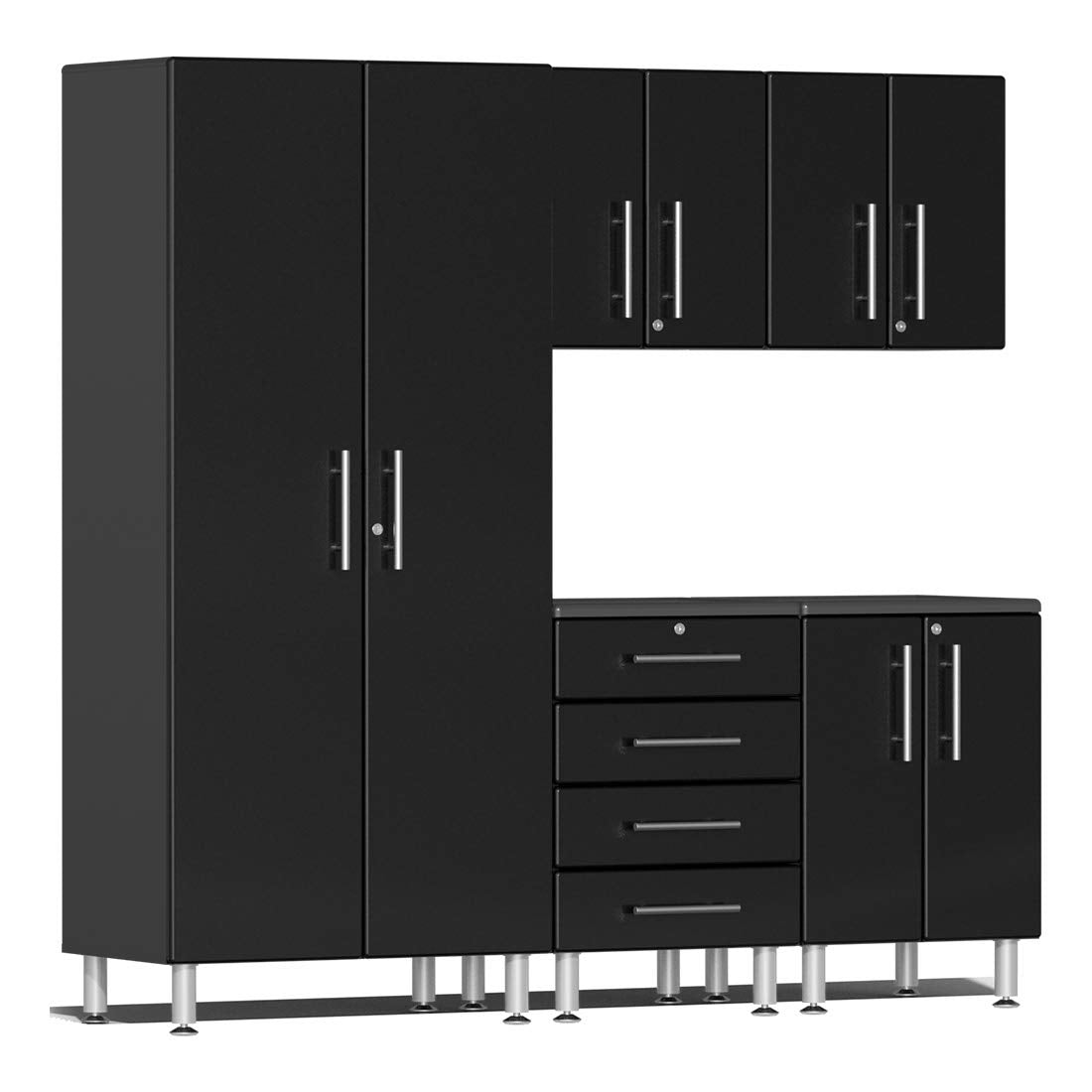 Ulti-MATE UG22050B 5-Piece Garage Cabinet Kit in Midnight Black Metallic - WoodArtSupply