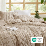 Bedsure Tufted Boho Comforter Set Full Size - Khaki Boho Bed Set, GentleSoft™ 3 Pieces Farmhouse Shabby Chic Embroidery Bedding, Gifts for Woman, Soft Jacquard Full Comforter for All Seasons Bedsure