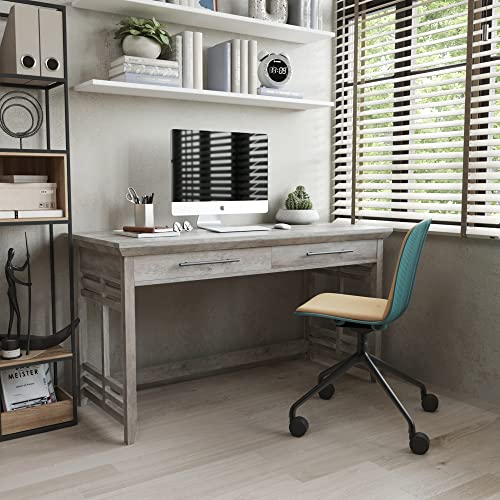 BELLEZE Modern Simple Home Office Computer Laptop Writing Desk Wood Study Table Workstation with Drawers - 55 Inch - Norrell (Gray Wash) BELLEZE