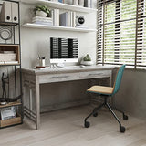 BELLEZE Modern Simple Home Office Computer Laptop Writing Desk Wood Study Table Workstation with Drawers - 55 Inch - Norrell (Gray Wash) BELLEZE