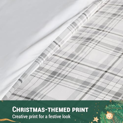Gogreen 100% Cotton Duvet Cover Set - 2 Piece Soft Breathable Bedding Set, All Season Comforter Cover with Zipper Closure & Corner Buttons, Includes 2 Pillowcases (Christmas Plaid, Twin Size) Gogreen