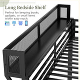 Mirightone Twin XL Size Loft Bed with Stairs and Storage, Metal Loft Bed Frame with A Shelf and Large Under-Bed Space, Heavy-Duty Loft Beds for Kids Boys Girls Teens, Black Mirightone