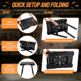 TLGREEN Folding Work Table,2 Pack,Express Portable Workbench Set of 2, Lightweight Workbench with Clamps Dogs, Clamps,Power Strip,for Garage,Table Saw,Home,Workshop,330lbs Load Capacity TLGREEN