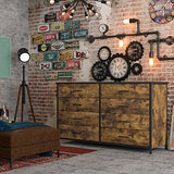 IKENO 8 Drawer Dresser, Industrial Wood Storage Dressers & Chests of Drawers with Sturdy Steel Frame, Storage Dresser for Bedroom Wood (Rustic Brown) IKENO