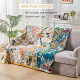 ERZVND Boho Throw Blanket Farmhouse Decor Throw Blanket Bohemian Blanket for Bed 100% Cotton Muslin Woven Couch Blanket All Seasons Quilt Bedroom (Beige, 50"x60") ERZVND